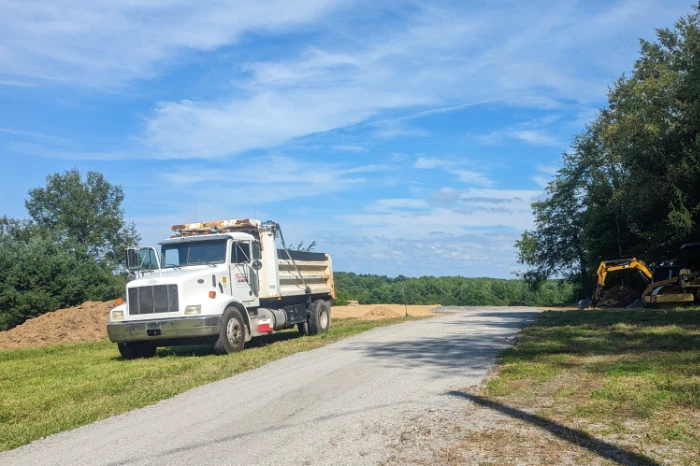 newly installed gravel driveway for new construction home