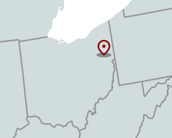 service area map of ohio with pin at columbiana county