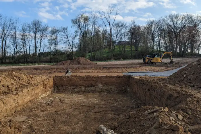 small rectangle basement dug out and ready for construction